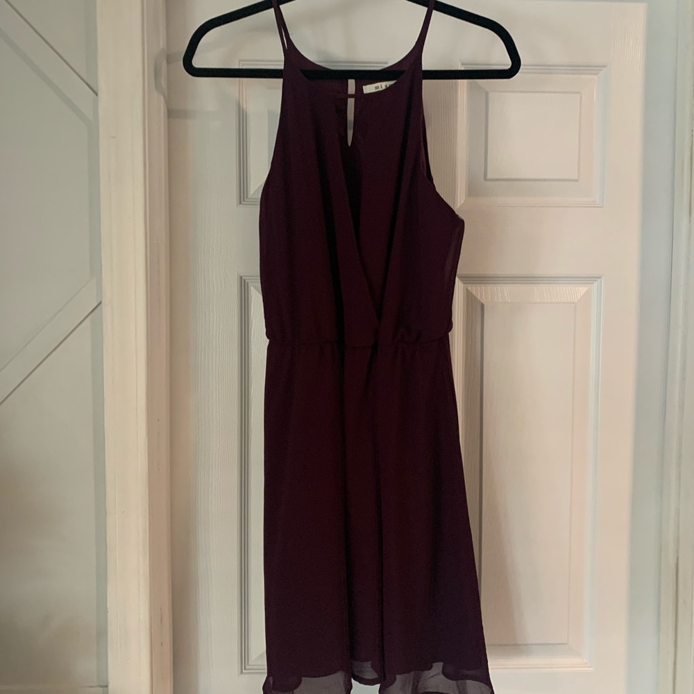 Miami plum/eggplant color dress with cinched waist